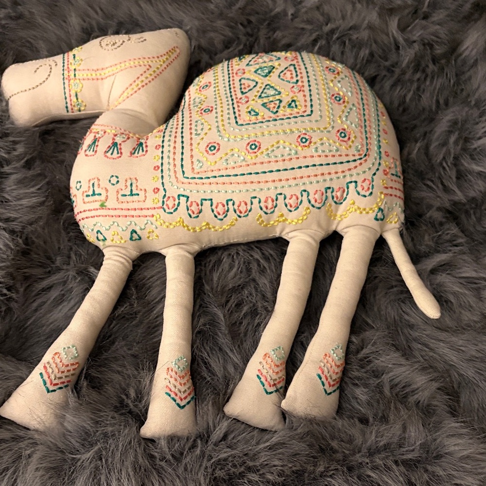 Pillowfort Camel Accent Pillow with Multicolor Embroidery